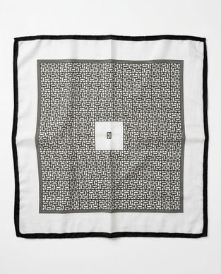 Black and white geometric cotton feel square scarf flat lay 50x50 cm by Grey Exim