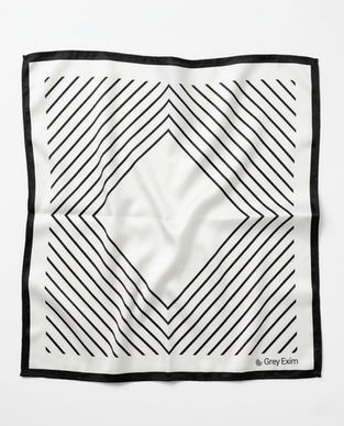 Square satin scarf with geometric diamond stripe design