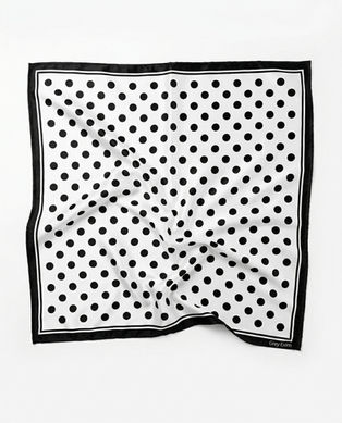 White polka dot square scarf on white background
