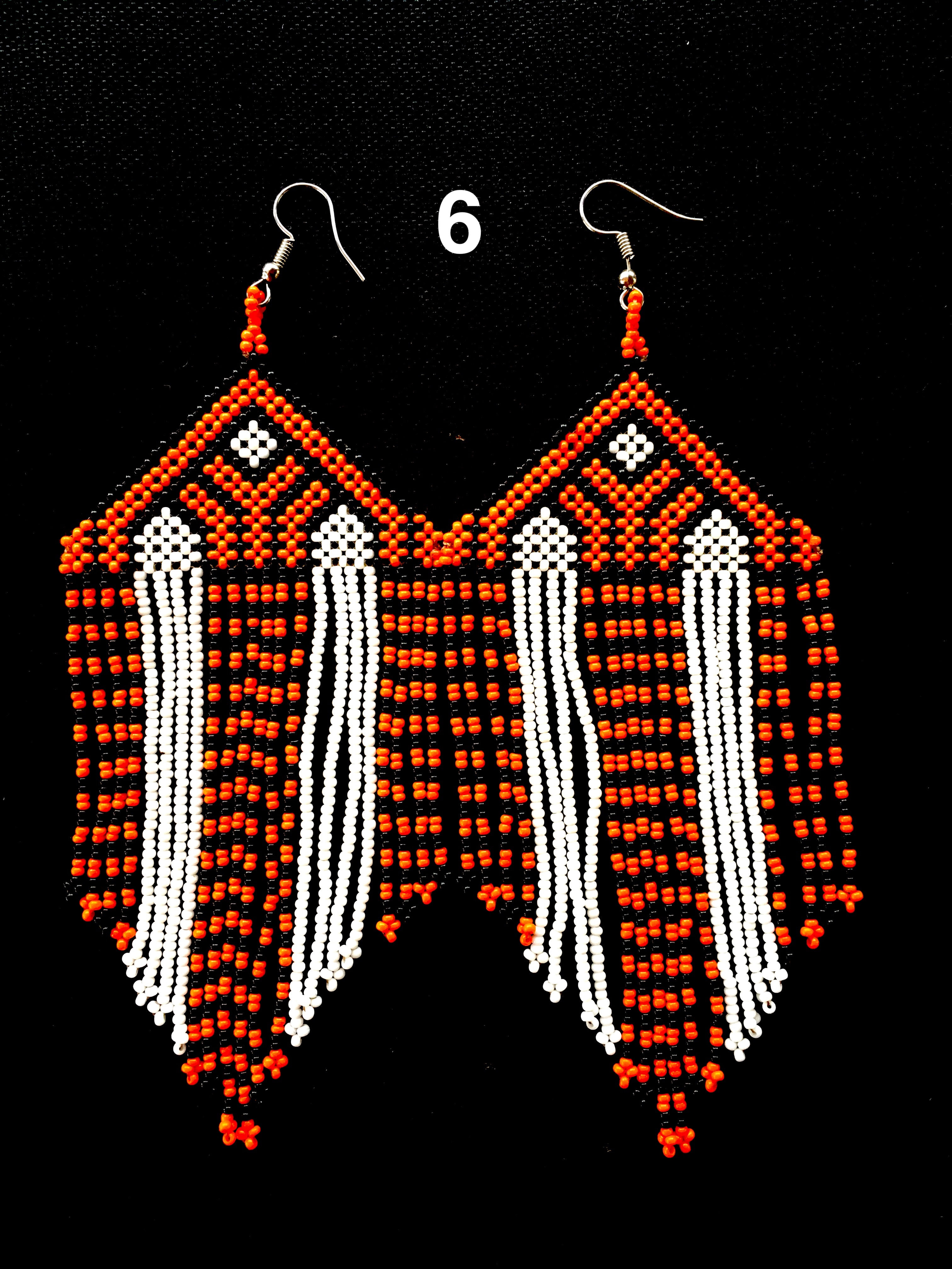 Kayapo Amazonian Tribe Women Handmade Glass Beaded Earrings Authentic
