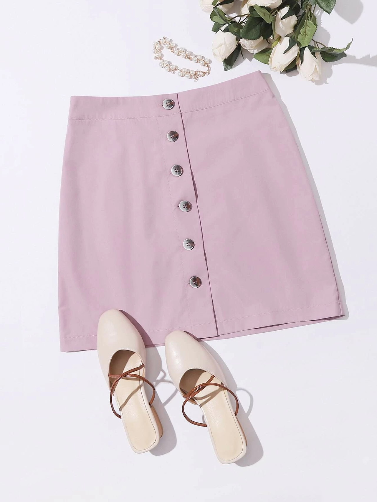 Pink Button Down Skirt