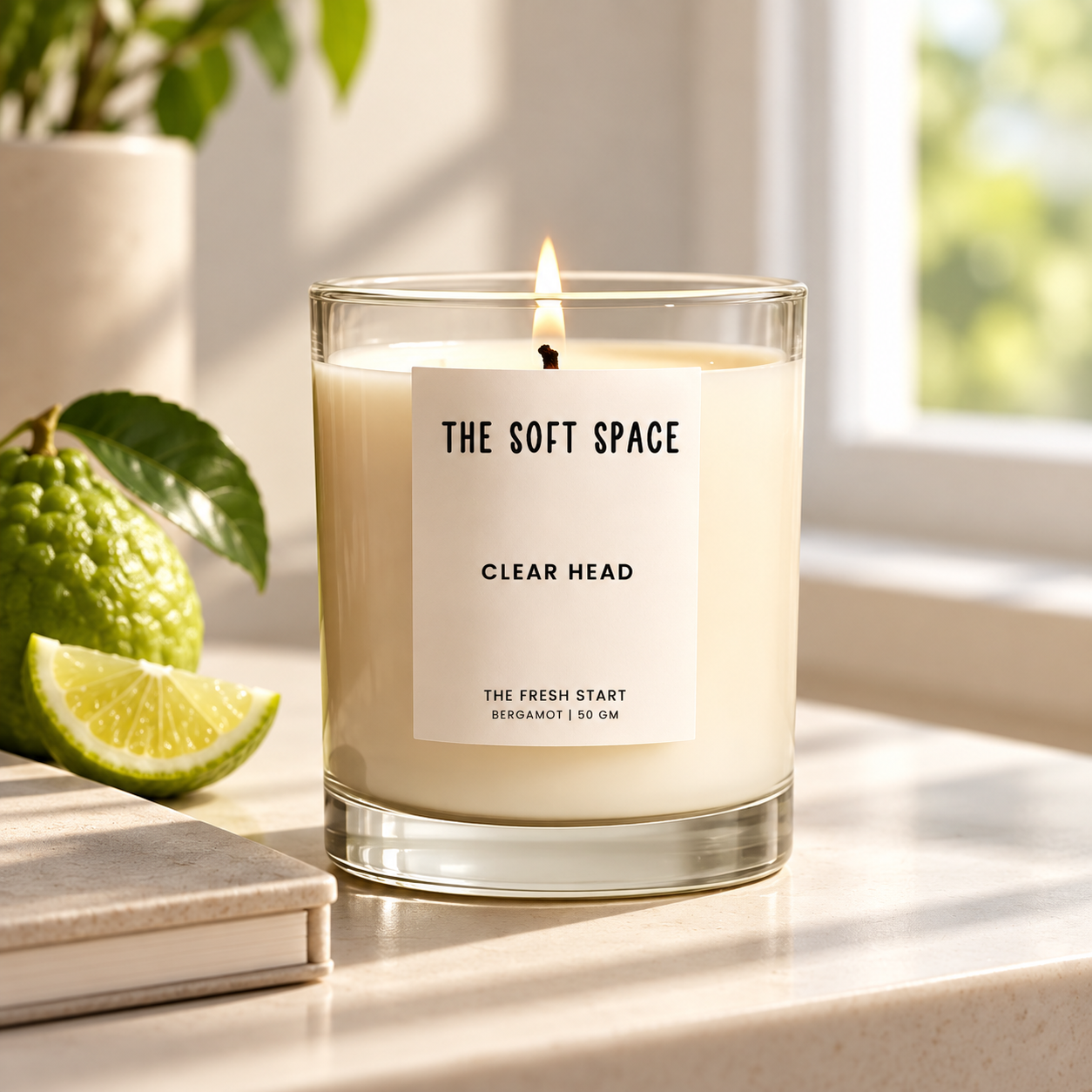 Clear Head Bergamot scented candle by The Soft Space