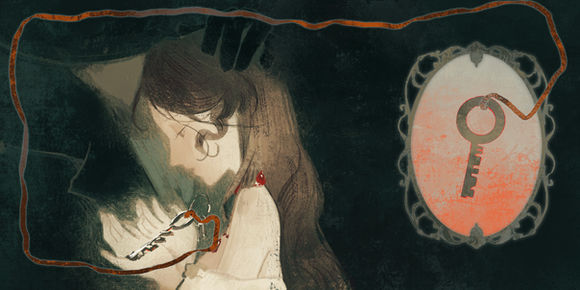 Illustration about short story "The Bloody Chamber" by English writer Angela Carter
