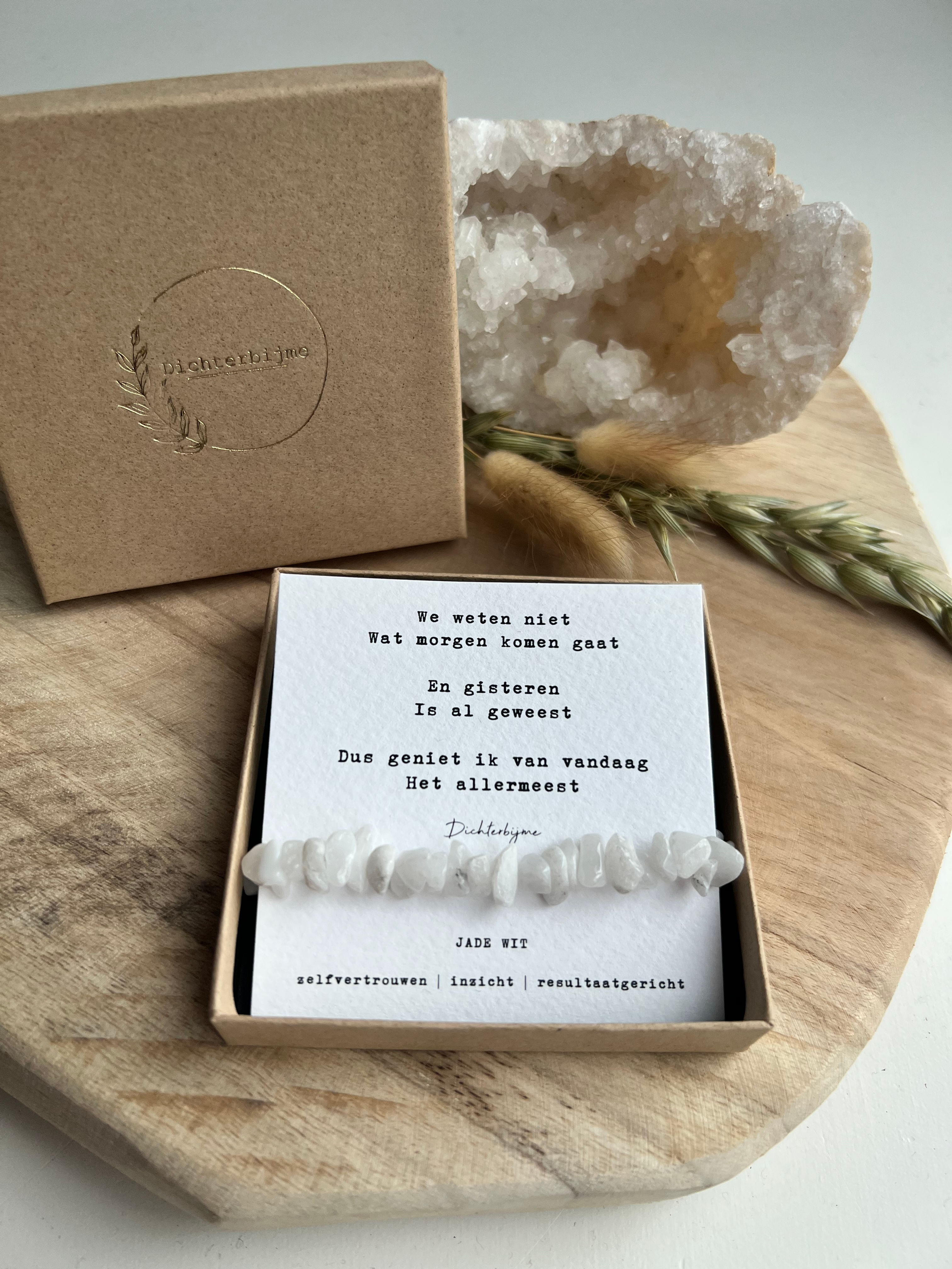 Edelsteen armband Jade Wit