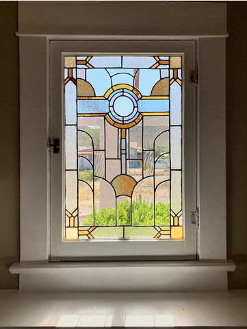 Art Deco Stained Glass Window Pair