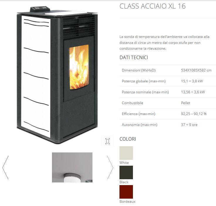 Miniatura: stufa a pellet 16,40kw