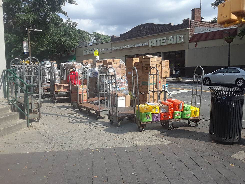 NYC sidewalk with Food delivery