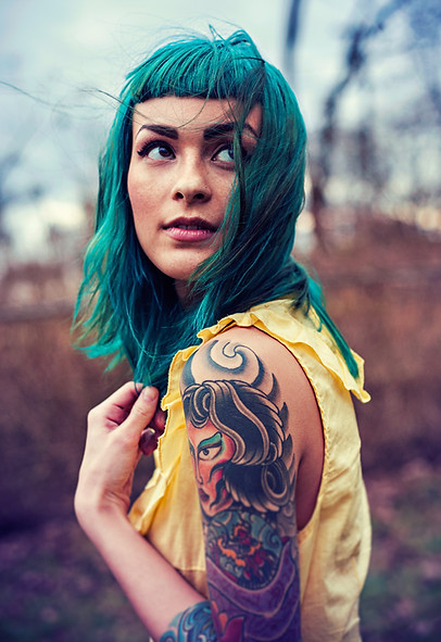 Model with Green Hair