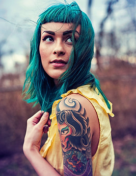Model with Green Hair