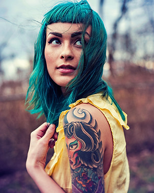 Model with Green Hair