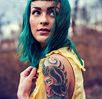 Model with Green Hair