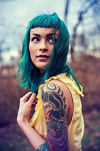 Model with Green Hair
