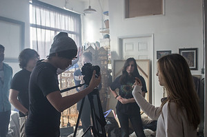 Rohit Govardhanam, Thiago Porto, Zenon Samuels, Ginnie Palm, Nicole Dillman and Emma Lynch behind the scenes of "Monolith."
