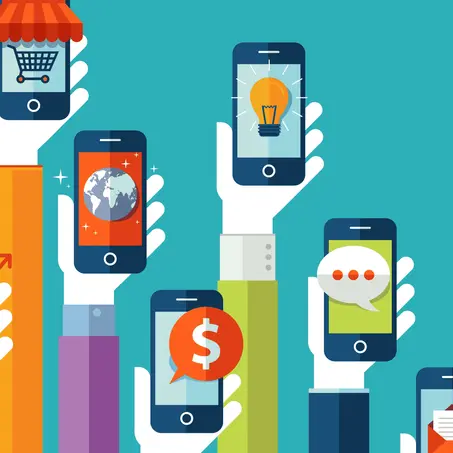 A mobile marketing graphic.
