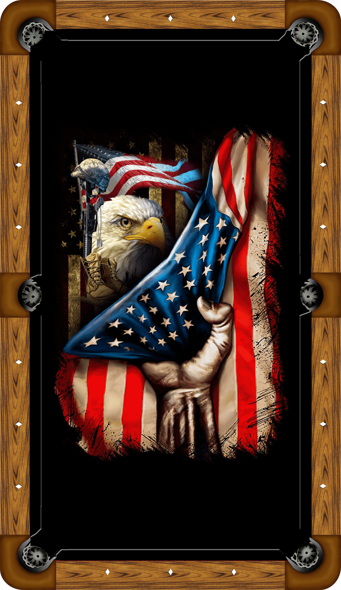American Flag Eagle Fist Custom Pool Table Felt