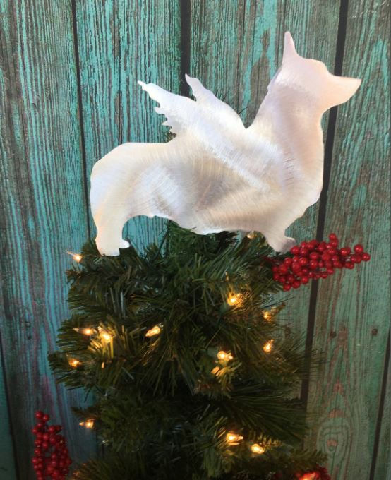 Thumbnail: Pembroke Welsh Corgi, Dog, Angel, Tree Topper, Holiday Decor, Christmas, Silver
