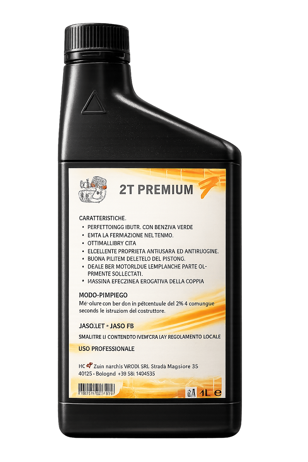 specifiche tecniche olio 2 tempi HC4P etichetta posteriore prodotto