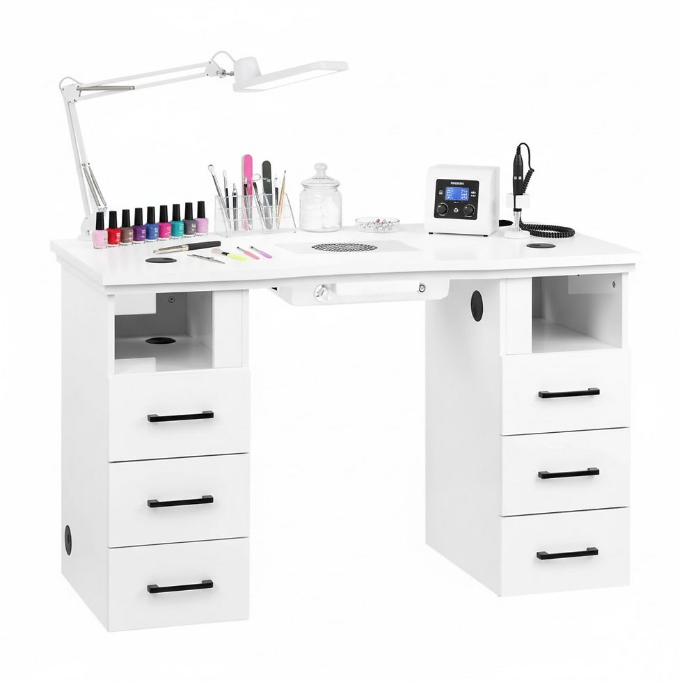 Tavolo manicure con aspiratore 48W e 6 cassetti