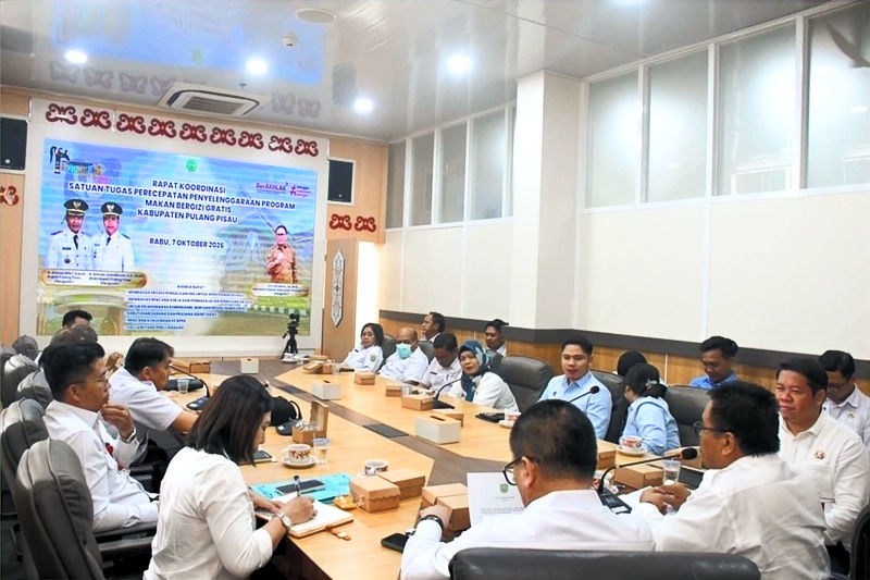 Pemkab Pulang Pisau menggelar rapat koordinasi Satgas Makan Bergizi Gratis (MBG) Tahun 2026 di Ruang Rapat Bupati Pulang Pisau. (Foto: Diskominfostandi Pulang Pisau).