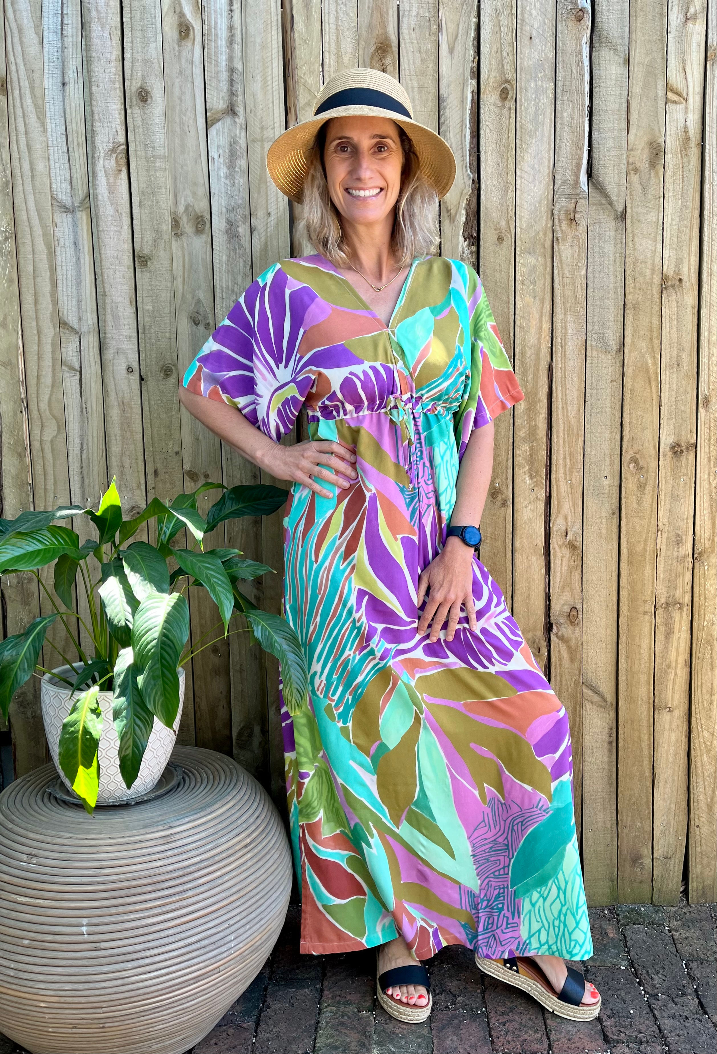 Kimono Dress Purple Jungle