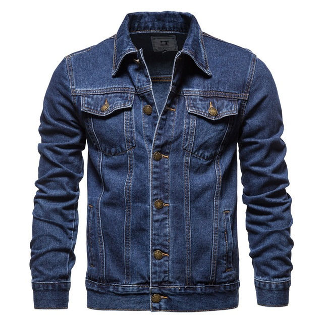 Thumbnail: Men's Casual Blue Denim Jacket with Lapel Design