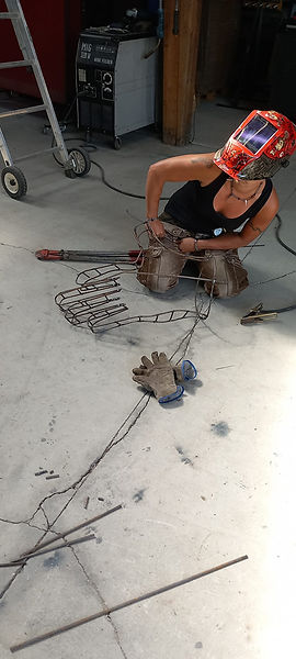 orang-outan sculpture métal fer à béton