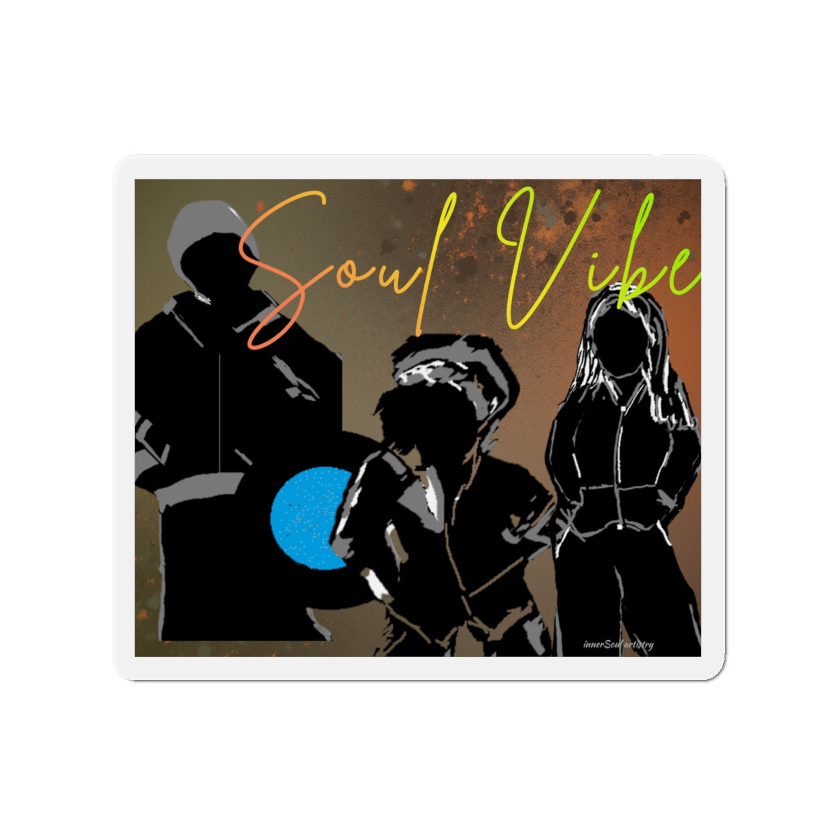 Soul Vibe Die-Cut Magnet — Retro Urban Silhouette Refrigerator Magnet