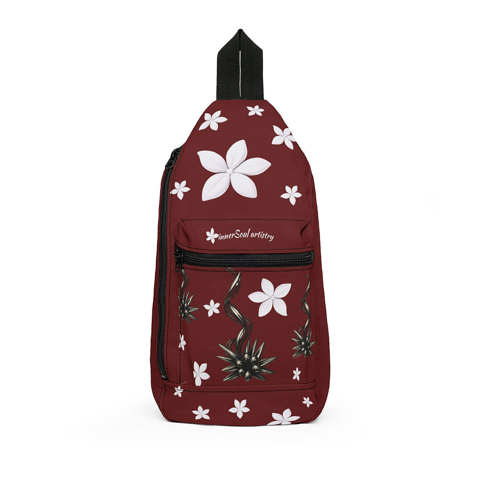 Miniatura: Floral Sling Bag — Burgundy Plumeria Crossbody Bag