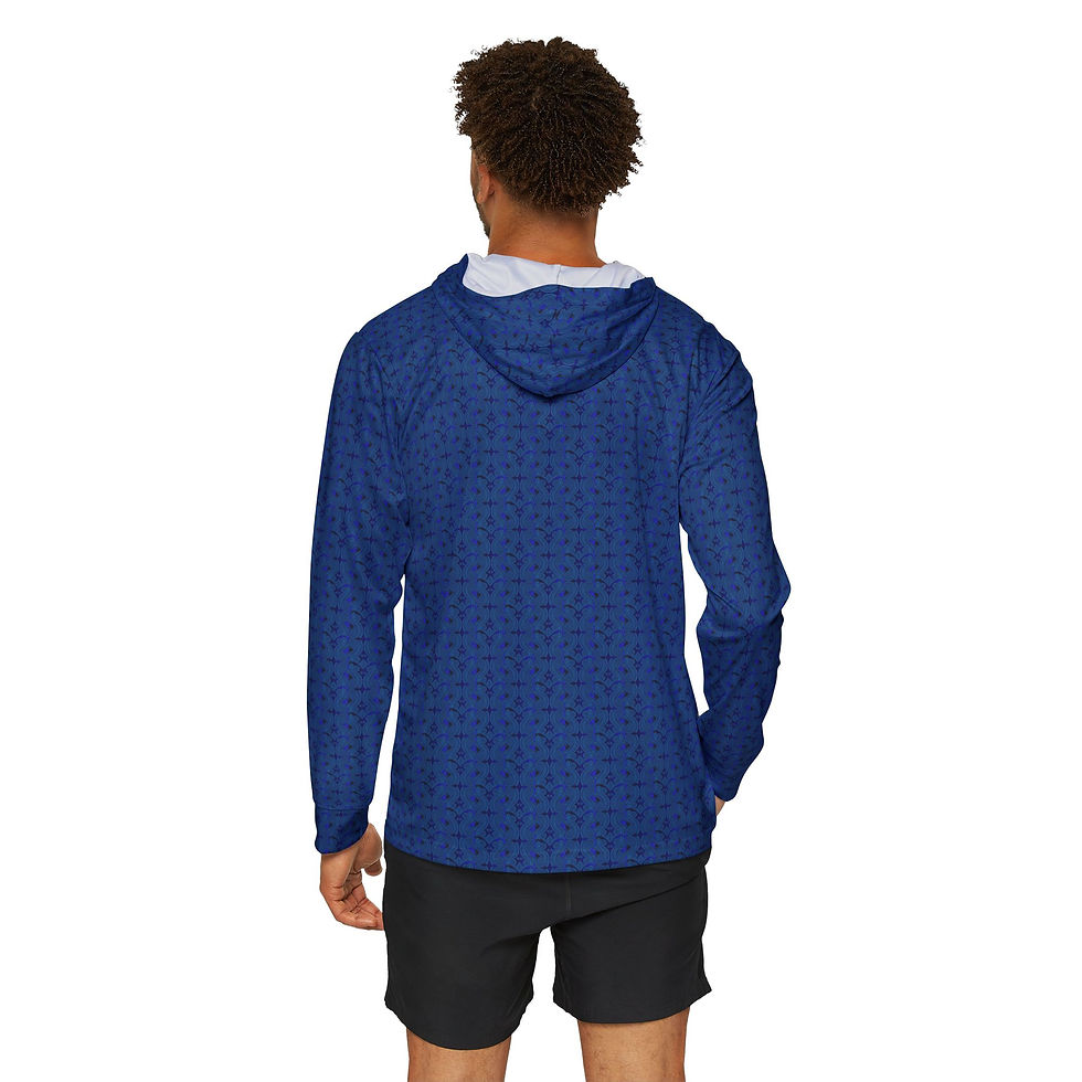 Miniatura: Blue Athletic Warmup Hoodie — Lightweight Men's Sports Pullover