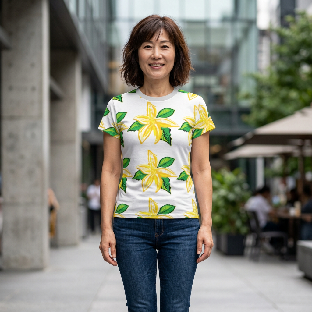 Women's Tee - Yellow Plumeria Tropical Comfort Shirt