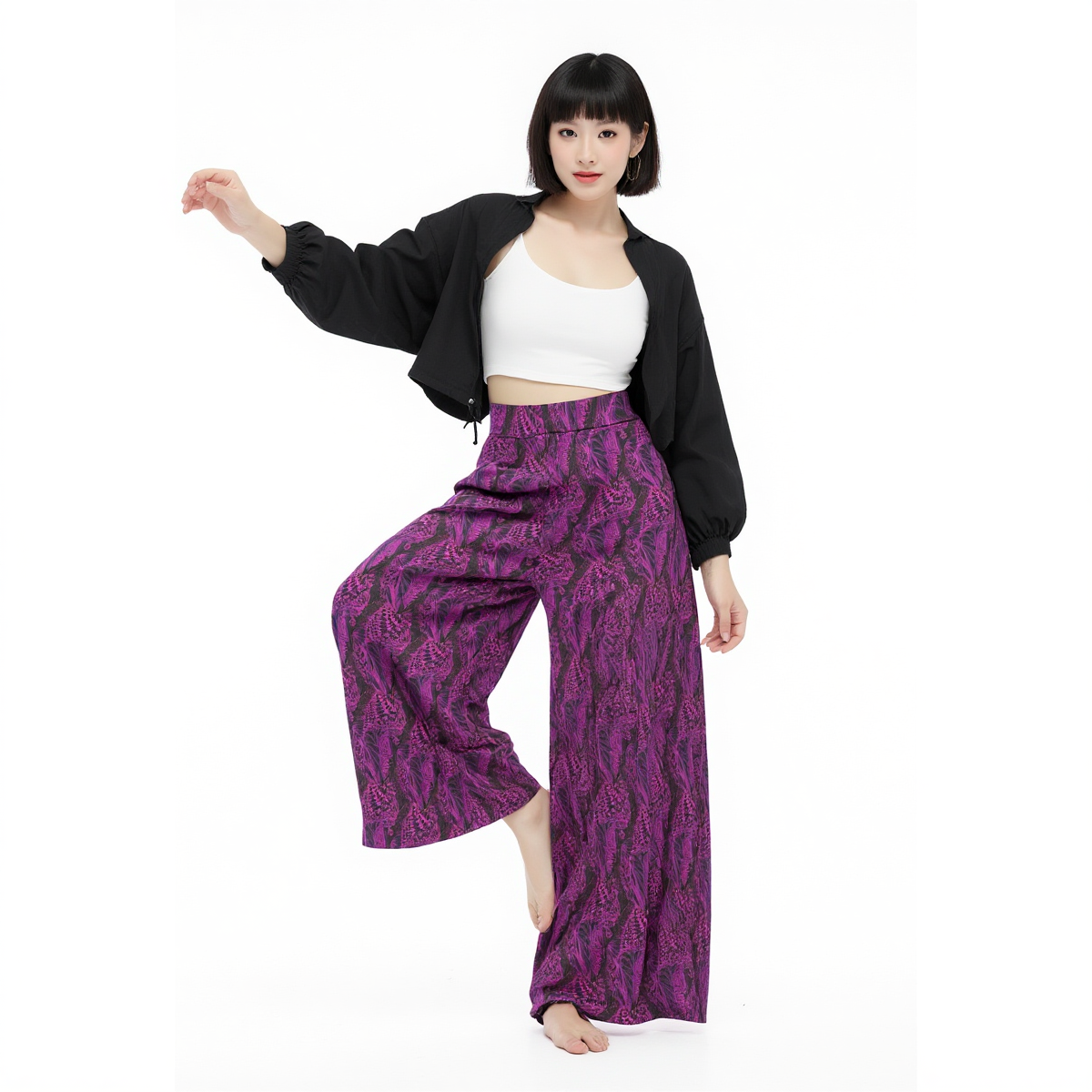 All-Over Print Women's High Waist Wide Leg Trousers