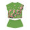 Thumbnail: Floral Cherry Blossom Women's Short Pajama Set – Green All-Over Print Sleepwear