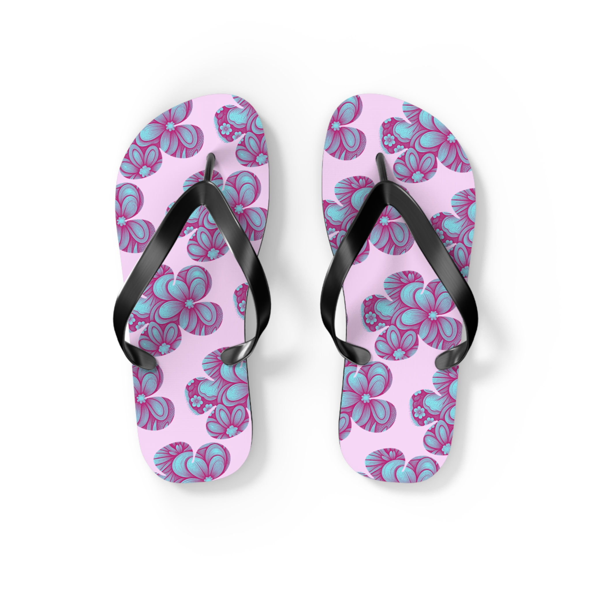 Flip Flops — Pastel Purple Retro Flower Pattern Beach Sandals