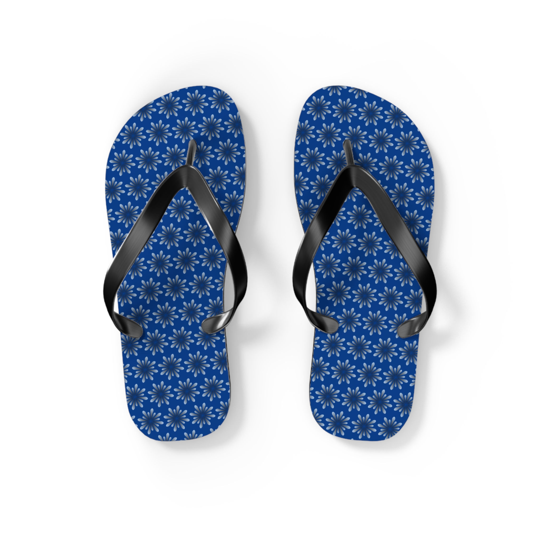 Blue Kaleidoscope Flip Flops — Patterned Summer Beach Sandals