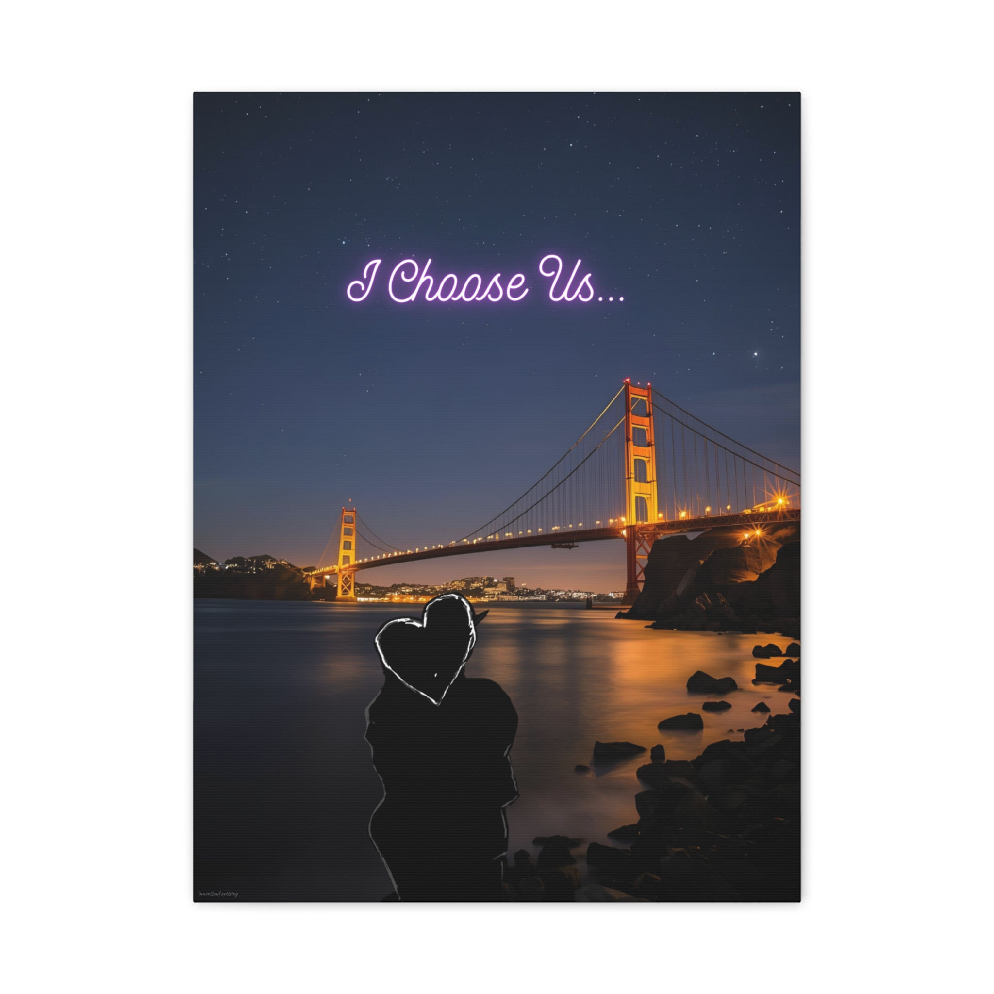 Canvas Wall Art - Beach Night Silhouette 