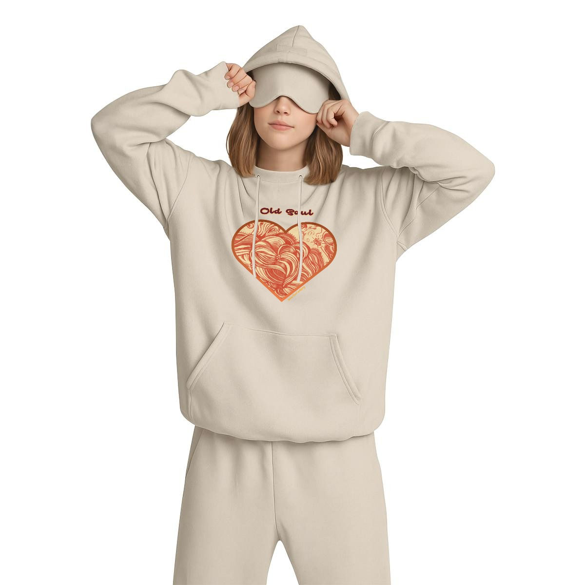 Women's Travel Nap Hoodie with Built-in Eye Mask|DTF