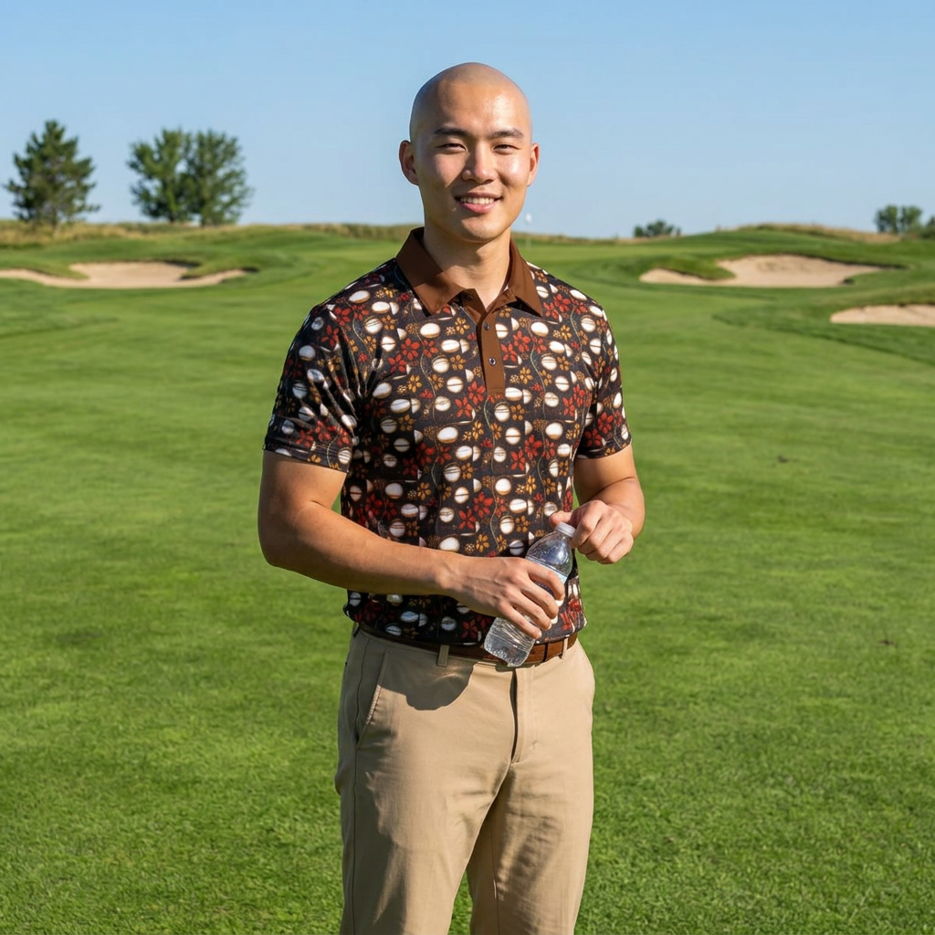 Coffee Beans & Cup Pattern Polo Shirt