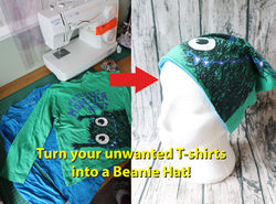 make a beanie hat from t-shirts