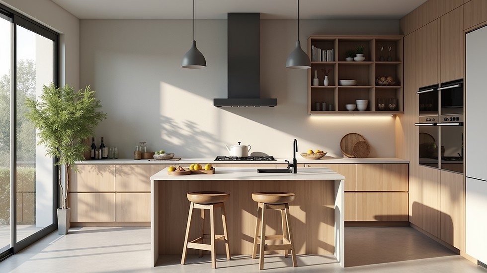 Plano de cocina con muebles adaptados y distribución funcional