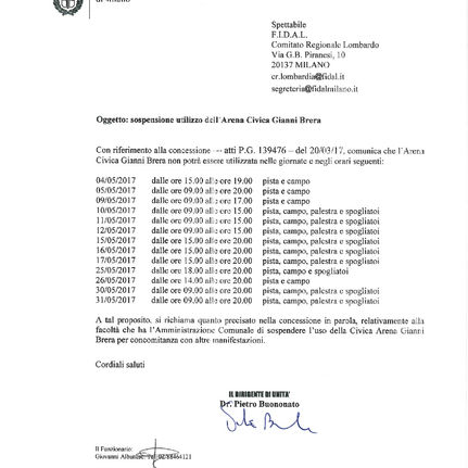 CHIUSURE ARENA CIVICA MAGGIO 2017