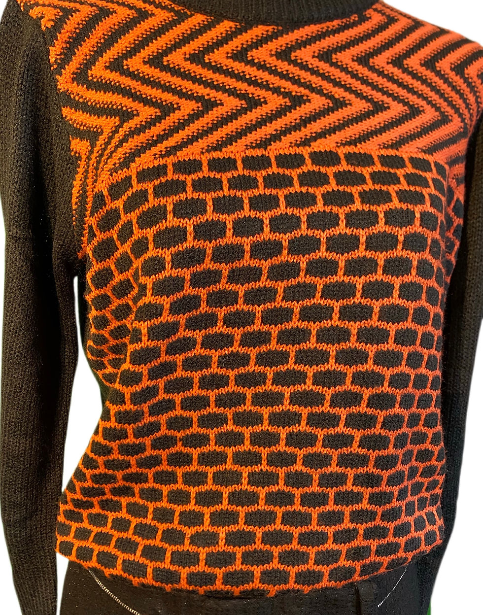Miniatura:  Pull-over noir avec imprimé orange – Silvian Heach