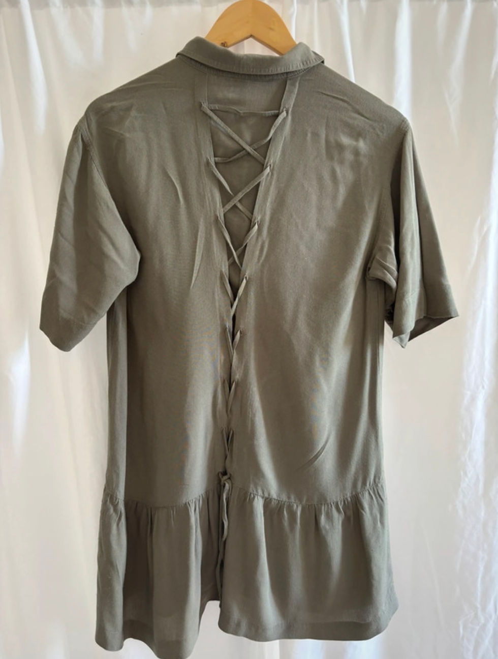 Miniature : Robe chemise Sandro kaki à dos lacé – Taille 36 / S 