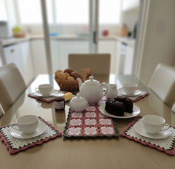 Conjunto de crochê para chá da tarde