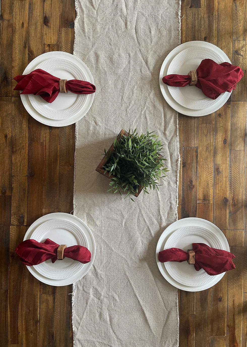 Thumbnail: Hand-Polished Ambrosia Maple Square Napkin Rings – Set of 4