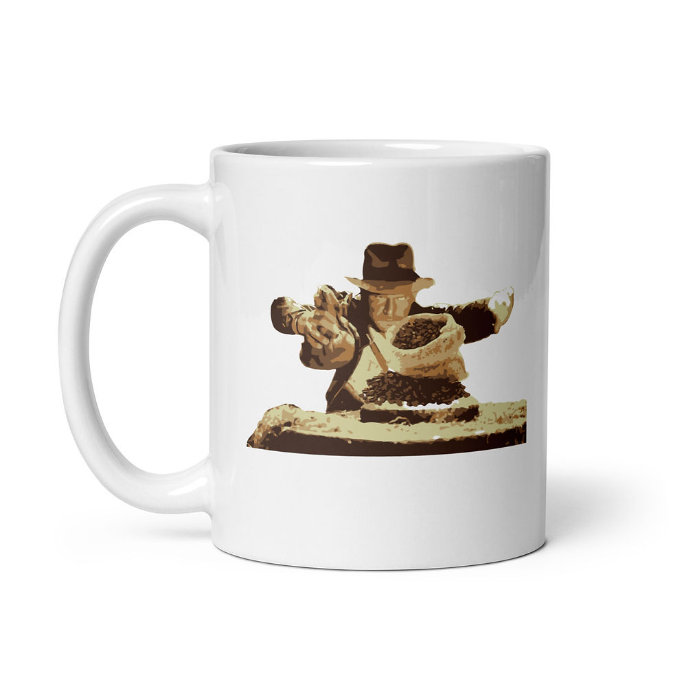 Raiders, Idol, coffee mugs, parody, MacGuffins, mochas