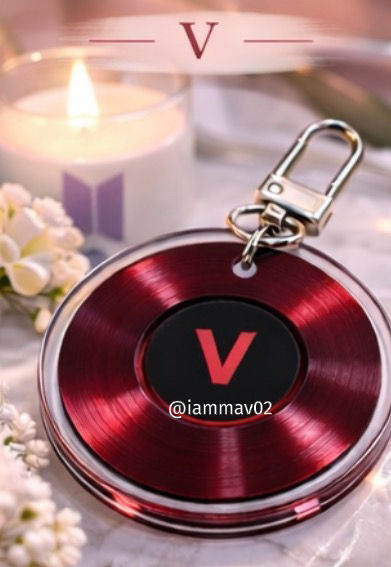 BTS V Arirang record keychain with candle and flowers