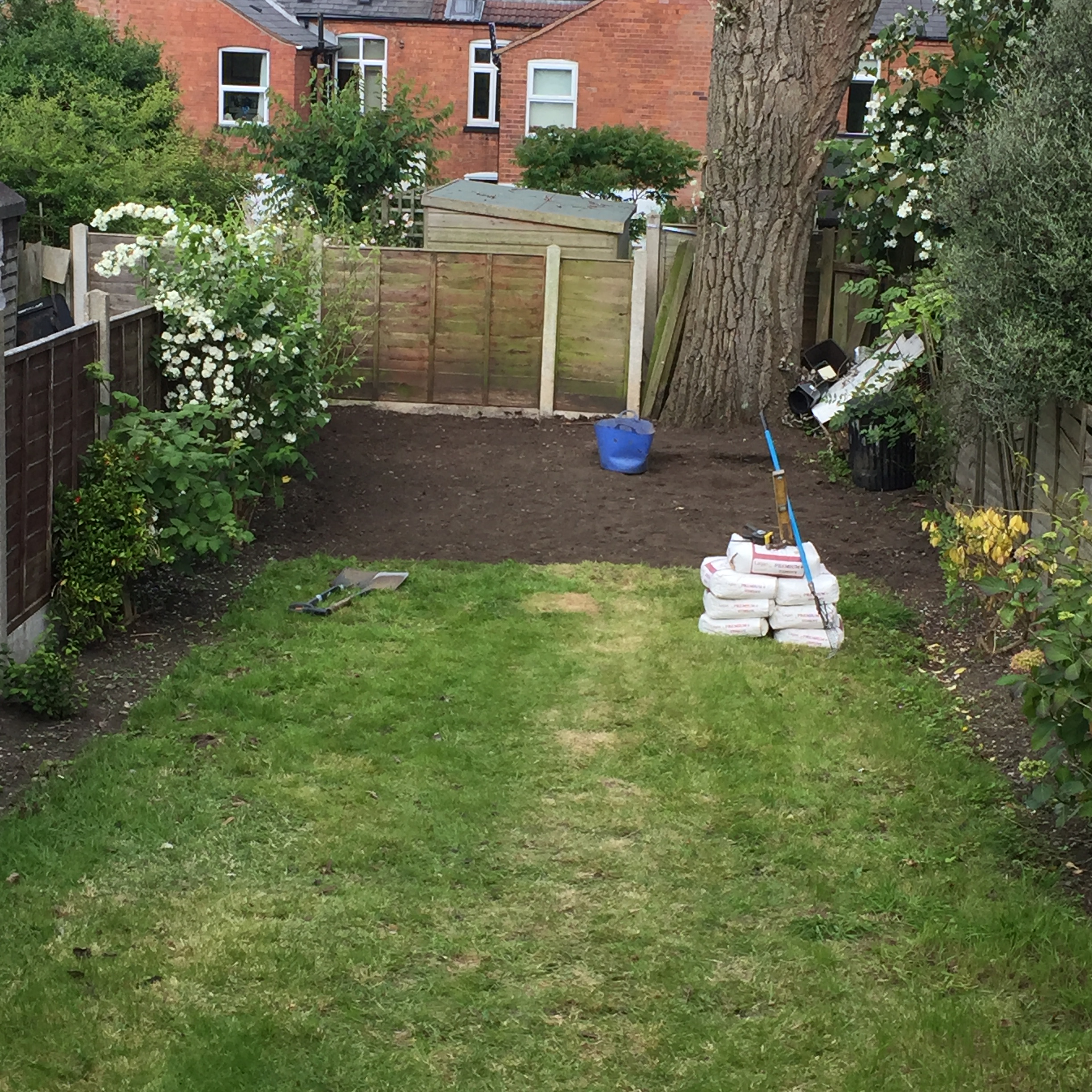 Garden in stages before landscaping