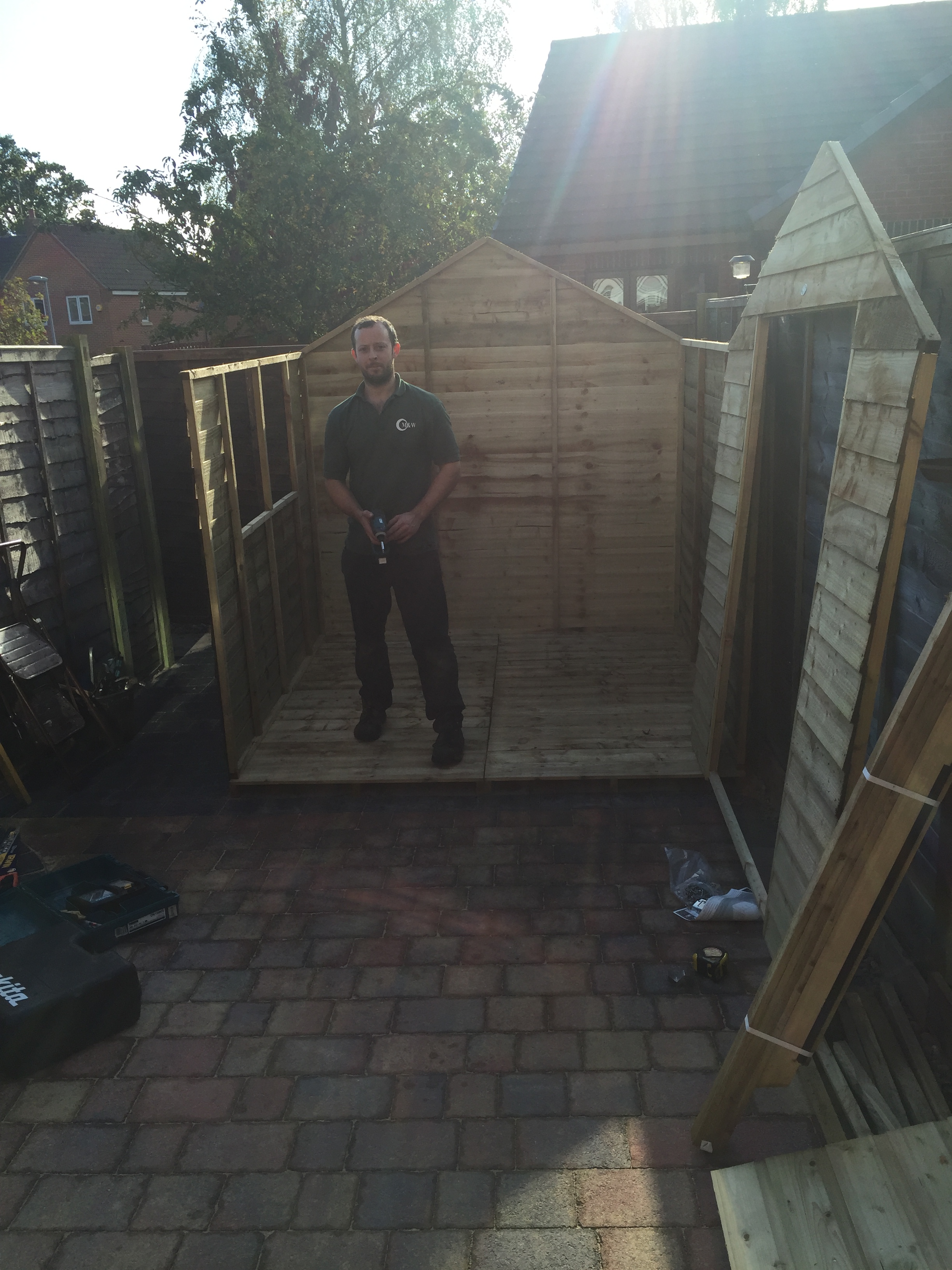 Full size shed half fitted together