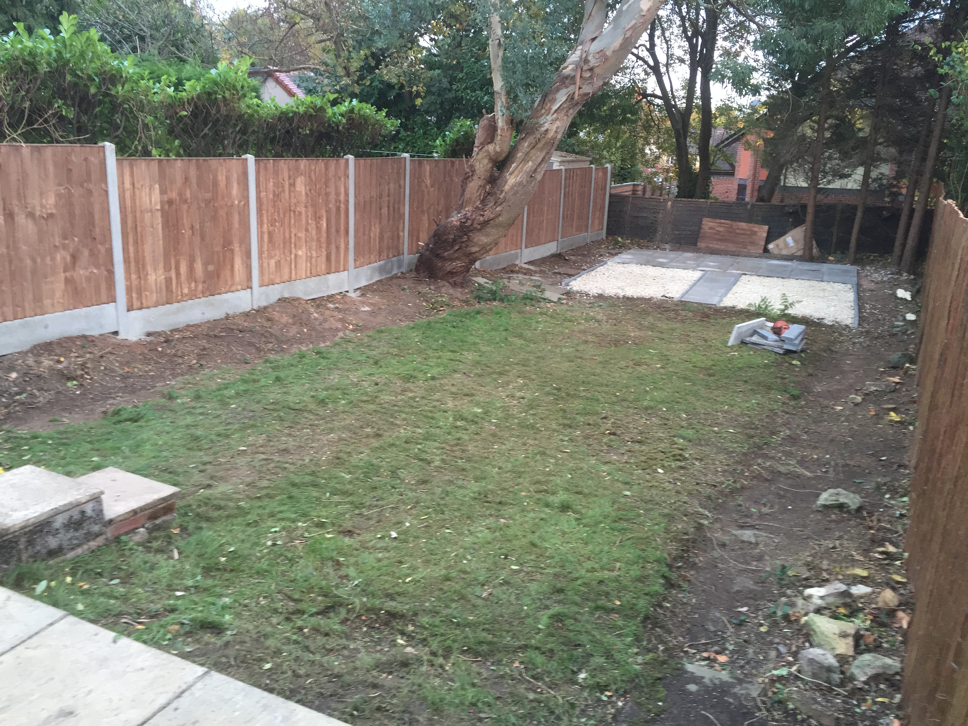 Fencing complete and patio base pic