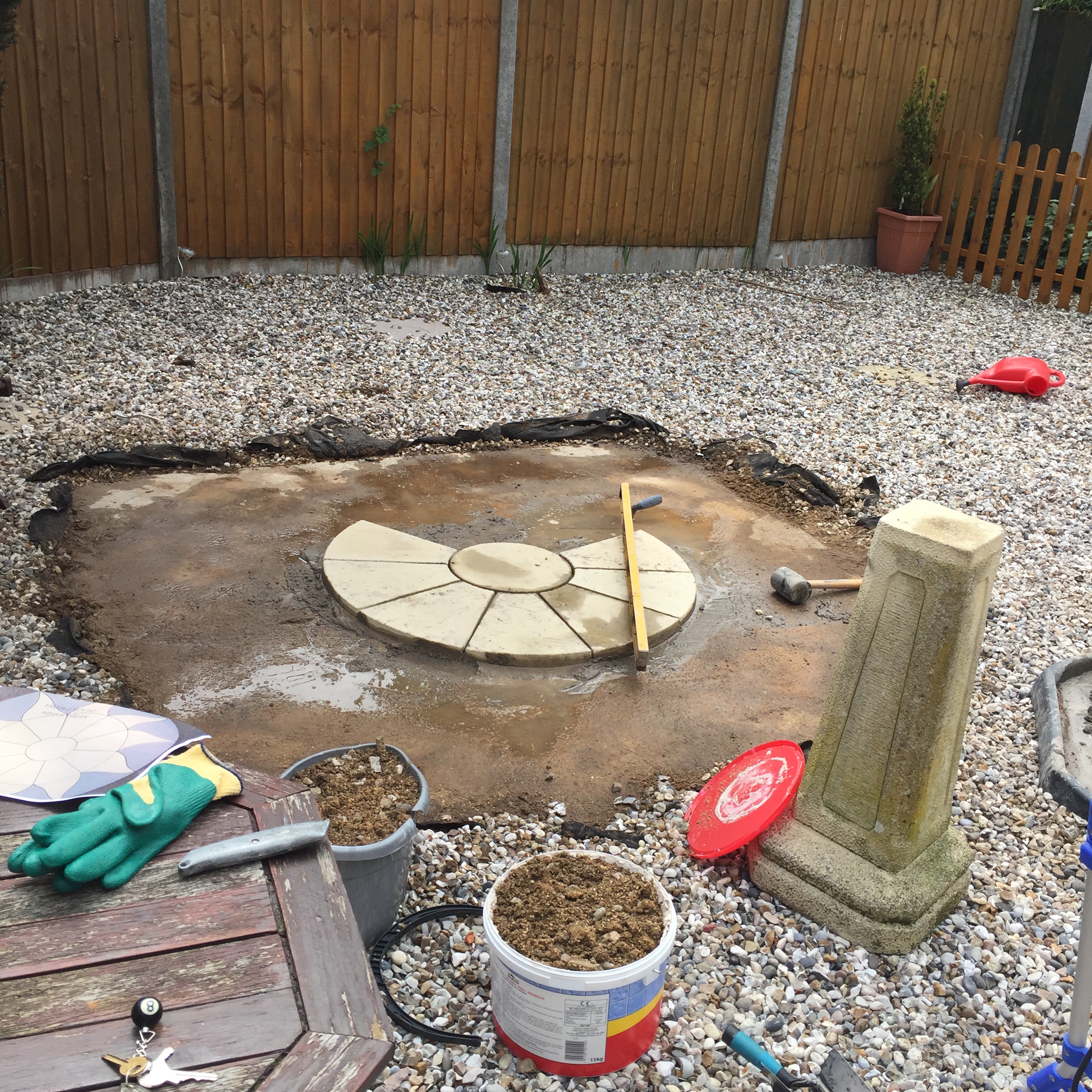 Sun shaped feature in garden
